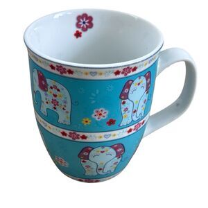 Colorful Elephants Mug By Creative Tops England Coffee Tea Cup Floral Teal